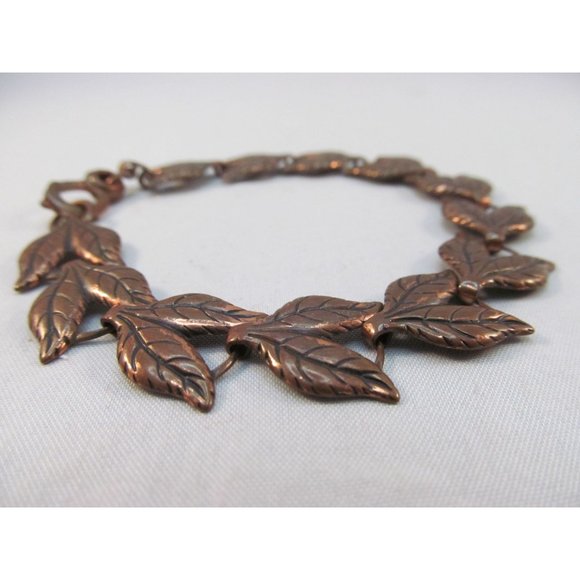 Vintage Southwestern Copper Leaf Link Bracelet - Picture 3 of 10
